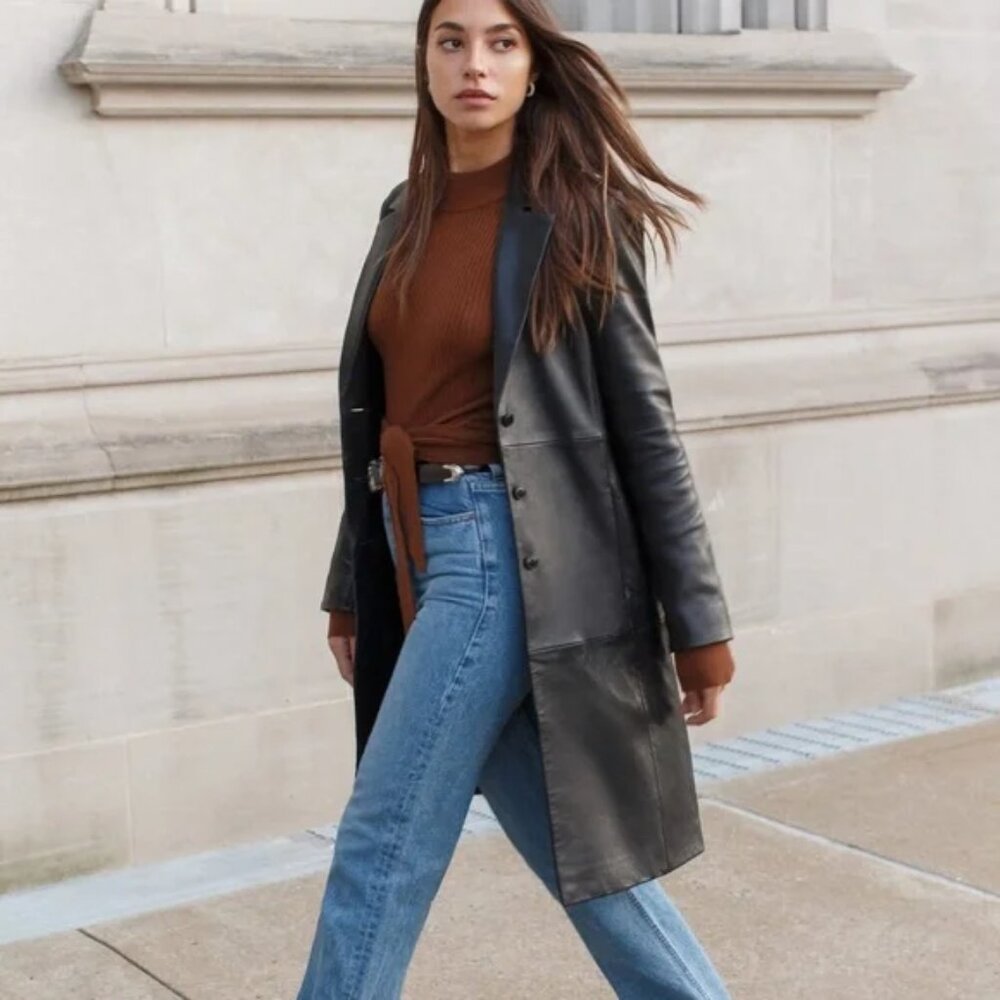 Reformation Veda Crosby 90s Longline Leather Blazer XS